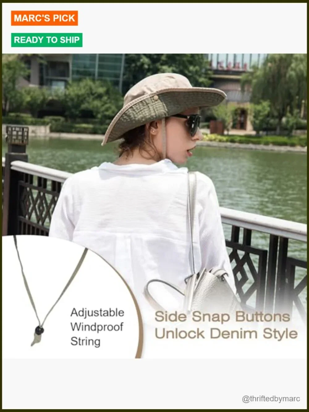 UPF 50+ Unisex Boonie Hat with Adjustable Chin Strap, Foldable Sun Hat for